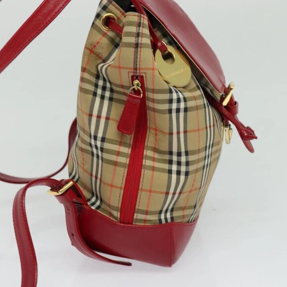 BURBERRY Nova Check Backpack Canvas Beige Red gold Auth BD1627 - Picture 5 of 15